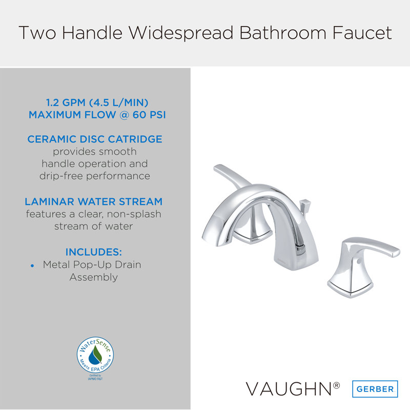Gerber Vaughn Widespread Faucet 2handle Bathroom Faucet with Drain